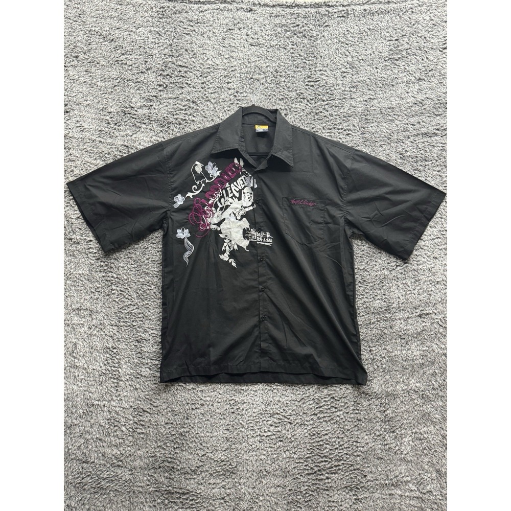 Akademiks x Artful Dodger Button‎ Up Shirt Mens Embroidered Shirt Size XXL